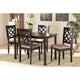 Baxton Studio Ramiro Modern and Contemporary Sand Fabric Upholstered and Dark Brown Finished Wood 5-Piece Dining Set