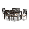 Baxton Studio Ramiro Modern and Contemporary Sand Fabric Upholstered and Dark Brown Finished Wood 7-Piece Dining Set