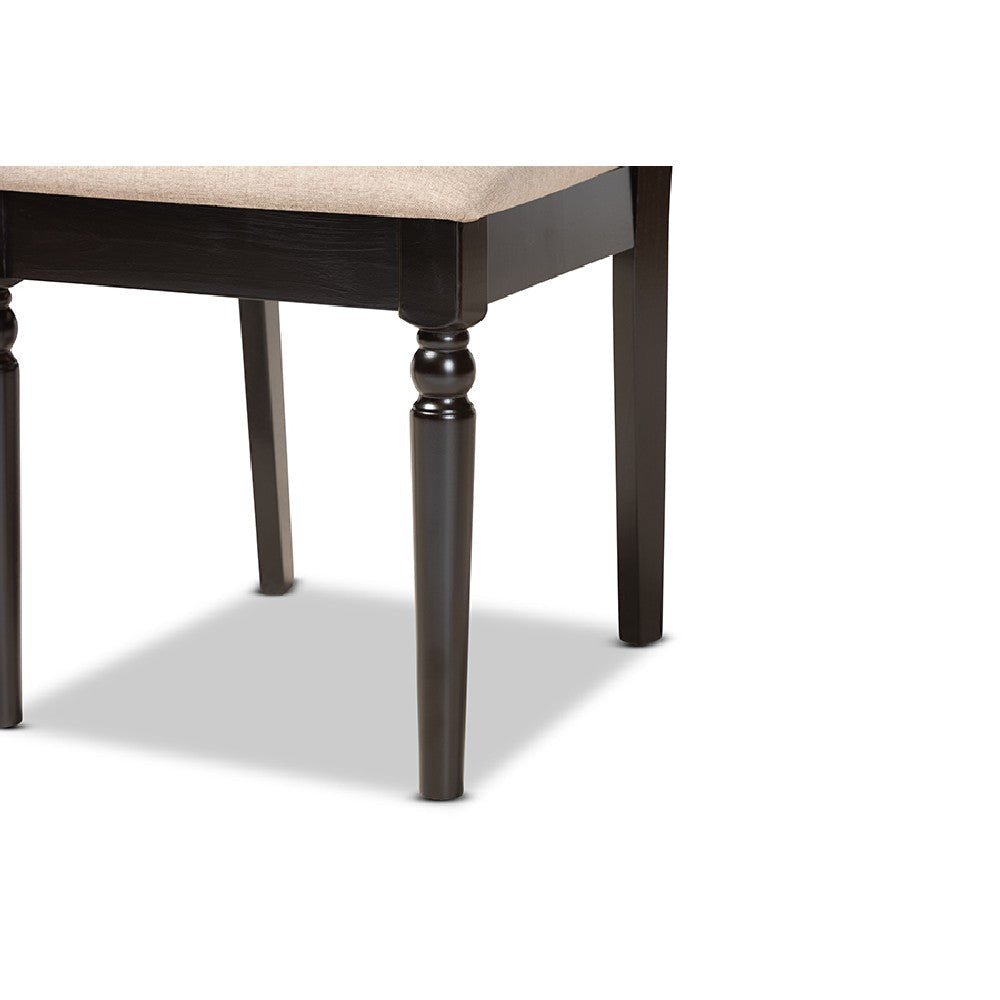 Baxton Studio Ramiro Modern and Contemporary Sand Fabric Upholstered and Dark Brown Finished Wood 7-Piece Dining Set