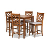 Baxton Studio Ramiro Modern and Contemporary Transitional Grey Fabric Upholstered and Walnut Brown Finished Wood 5-Piece Pub Set