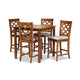 Baxton Studio Ramiro Modern and Contemporary Transitional Grey Fabric Upholstered and Walnut Brown Finished Wood 5-Piece Pub Set