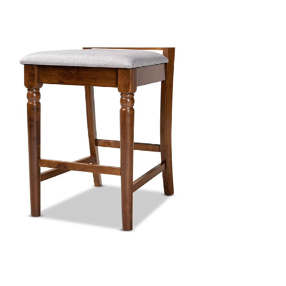 Baxton Studio Ramiro Modern and Contemporary Transitional Grey Fabric Upholstered and Walnut Brown Finished Wood 2-Piece Counter Stool Set