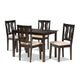 Baxton Studio Fenton Modern and Contemporary Sand Fabric Upholstered and Dark Brown Finished Wood 5-Piece Dining Set