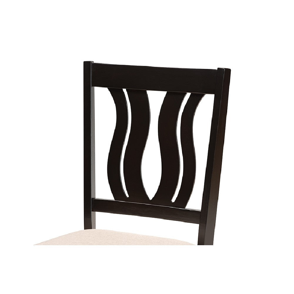 Baxton Studio Fenton Modern and Contemporary Sand Fabric Upholstered and Dark Brown Finished Wood 5-Piece Dining Set