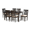Baxton Studio Fenton Modern and Contemporary Sand Fabric Upholstered and Dark Brown Finished Wood 7-Piece Dining Set