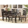 Baxton Studio Fenton Modern and Contemporary Sand Fabric Upholstered and Dark Brown Finished Wood 7-Piece Dining Set
