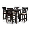 Baxton Studio Fenton Modern and Contemporary Transitional Sand Fabric Upholstered and Dark Brown Finished Wood 5-Piece Pub Set