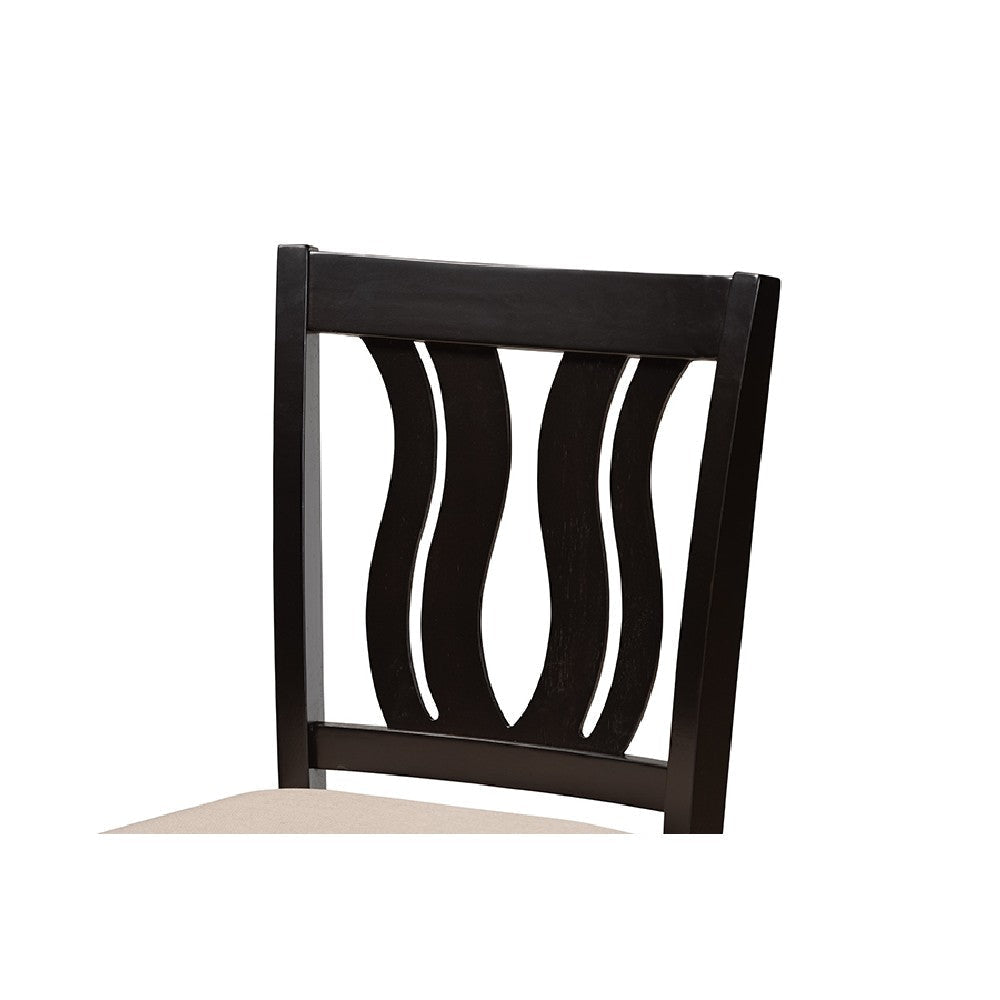 Baxton Studio Fenton Modern and Contemporary Transitional Sand Fabric Upholstered and Dark Brown Finished Wood 5-Piece Pub Set