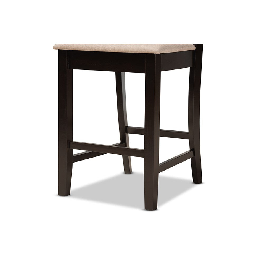 Baxton Studio Fenton Modern and Contemporary Transitional Sand Fabric Upholstered and Dark Brown Finished Wood 5-Piece Pub Set