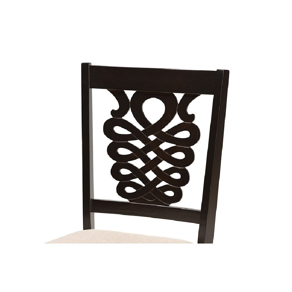 Baxton Studio Gervais Modern and Contemporary Sand Fabric Upholstered and Dark Brown Finished Wood 7-Piece Dining Set