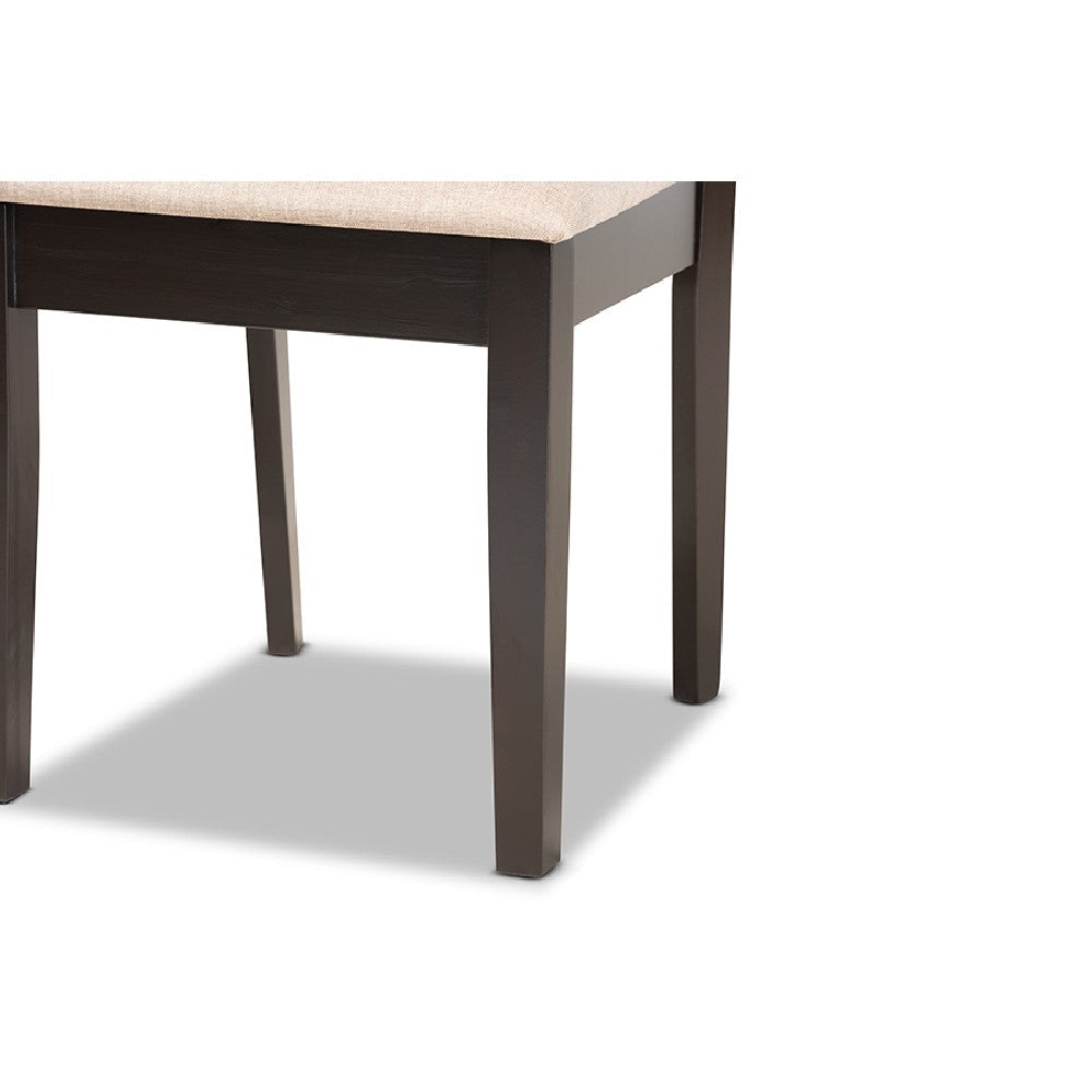 Baxton Studio Gervais Modern and Contemporary Sand Fabric Upholstered and Dark Brown Finished Wood 7-Piece Dining Set