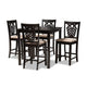 Baxton Studio Gervais Modern and Contemporary Transitional Sand Fabric Upholstered and Dark Brown Finished Wood 5-Piece Pub Set