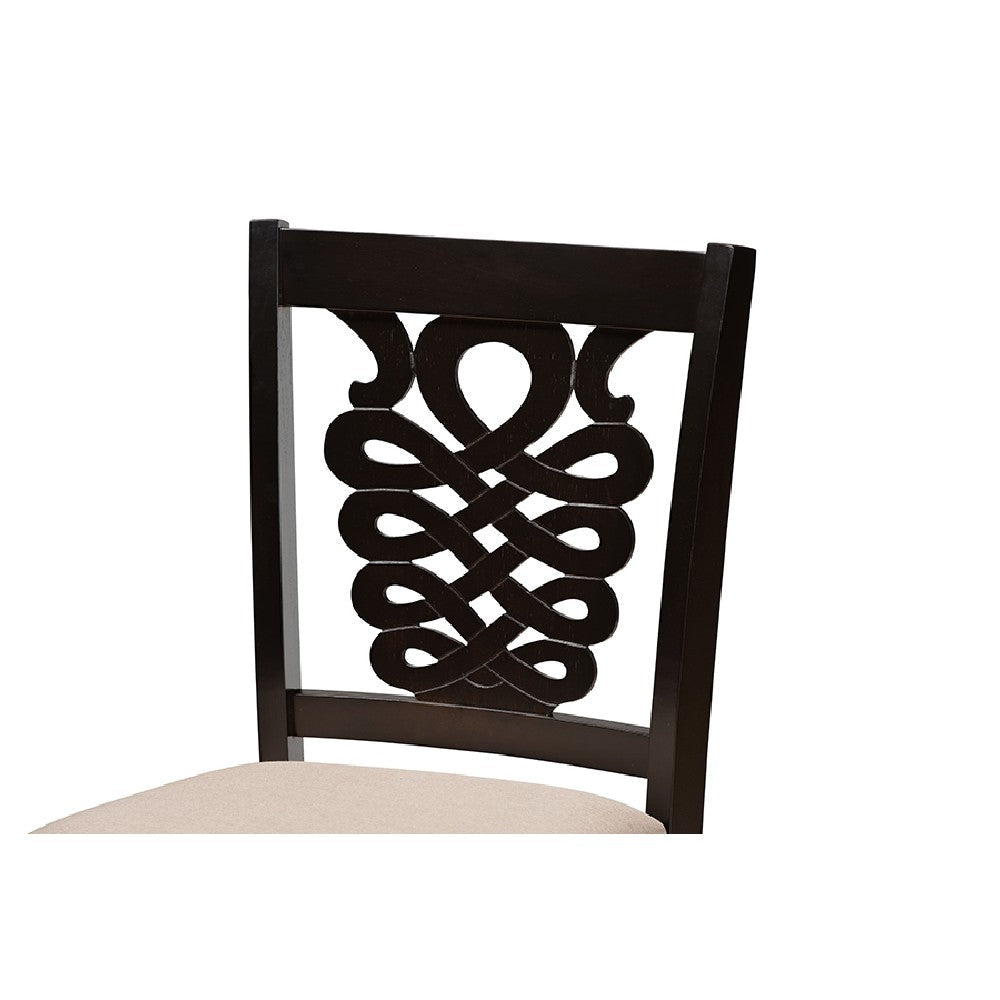 Baxton Studio Gervais Modern and Contemporary Transitional Sand Fabric Upholstered and Dark Brown Finished Wood 5-Piece Pub Set