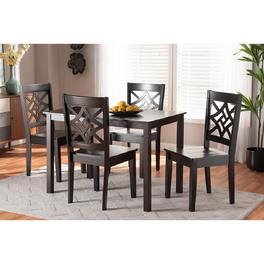 Baxton Studio Nicolette Modern and Contemporary Dark Brown Finished Wood 5-Piece Dining Set