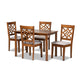 Baxton Studio Nicolette Modern and Contemporary Grey Fabric Upholstered and Walnut Brown Finished Wood 5-Piece Dining Set