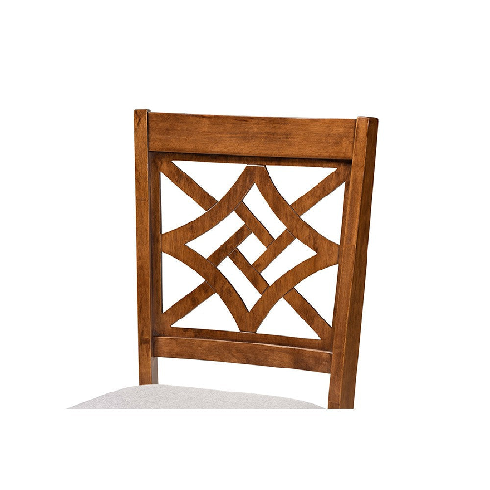 Baxton Studio Nicolette Modern and Contemporary Grey Fabric Upholstered and Walnut Brown Finished Wood 5-Piece Dining Set