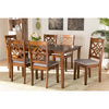 Baxton Studio Nicolette Modern and Contemporary Grey Fabric Upholstered and Walnut Brown Finished Wood 7-Piece Dining Set