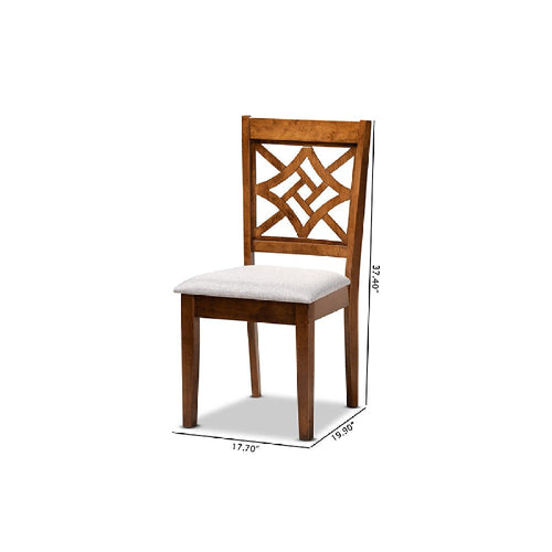 Baxton Studio Nicolette Modern and Contemporary Grey Fabric Upholstered and Walnut Brown Finished Wood 2-Piece Dining Chair Set