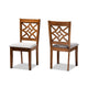 Baxton Studio Nicolette Modern and Contemporary Grey Fabric Upholstered and Walnut Brown Finished Wood 2-Piece Dining Chair Set