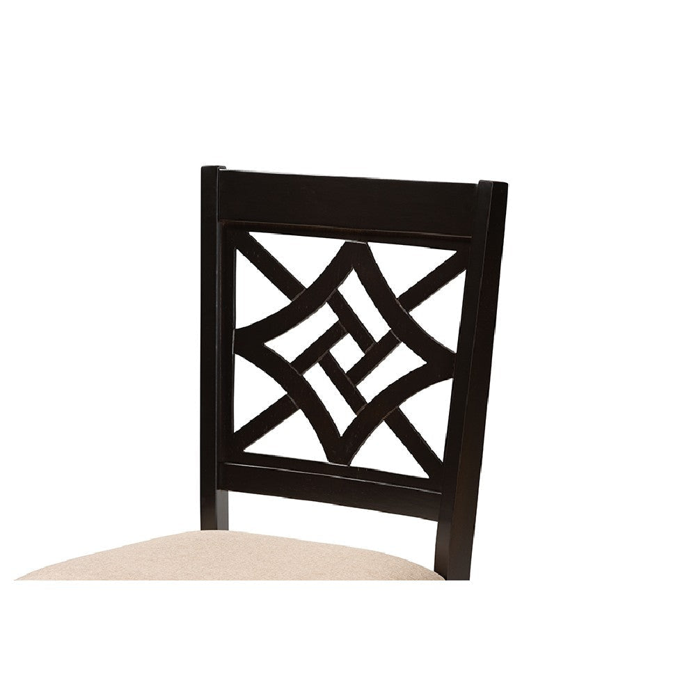 Baxton Studio Nicolette Modern and Contemporary Sand Fabric Upholstered and Dark Brown Finished Wood 5-Piece Dining Set