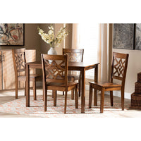 Baxton Studio Nicolette Modern and Contemporary Walnut Brown Finished Wood 5-Piece Dining Set