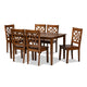 Baxton Studio Nicolette Modern and Contemporary Walnut Brown Finished Wood 7-Piece Dining Set