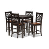 Baxton Studio Nicolette Modern and Contemporary Two-Tone Dark Brown and Walnut Brown Finished Wood 5-Piece Pub Set