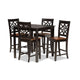 Baxton Studio Nicolette Modern and Contemporary Two-Tone Dark Brown and Walnut Brown Finished Wood 5-Piece Pub Set