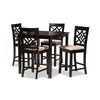 Baxton Studio Nicolette Modern and Contemporary Sand Fabric Upholstered and Dark Brown Finished Wood 5-Piece Pub Set