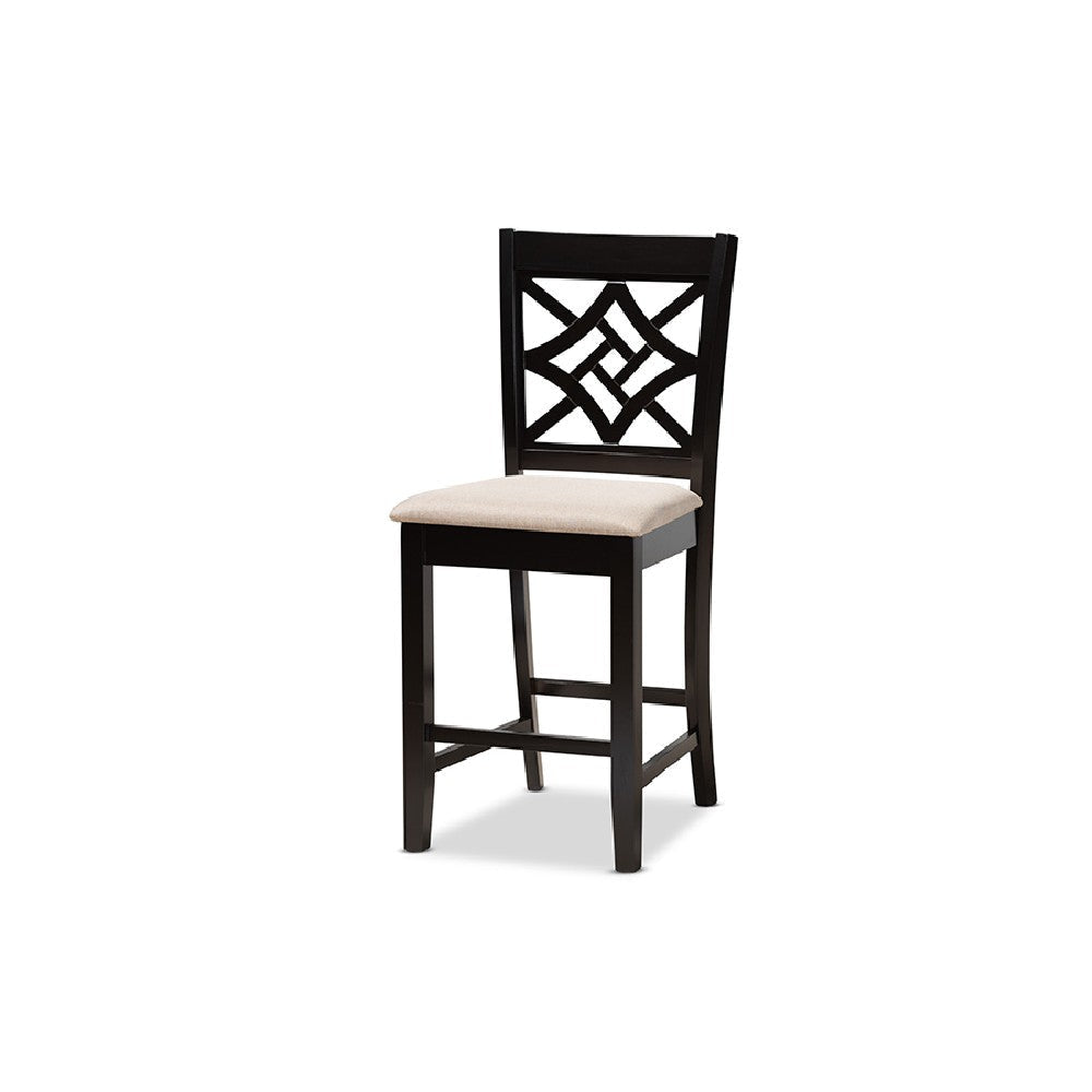 Baxton Studio Nicolette Modern and Contemporary Sand Fabric Upholstered and Dark Brown Finished Wood 5-Piece Pub Set