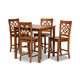 Baxton Studio Nicolette Modern and Contemporary Walnut Brown Finished Wood 5-Piece Pub Set WHI-RH340P-Walnut-5PC-Pub-Set