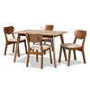 Baxton Studio Damara Mid-Century Modern Sand Fabric Upholstered and Walnut Brown Finished Wood 5-Piece Dining Set