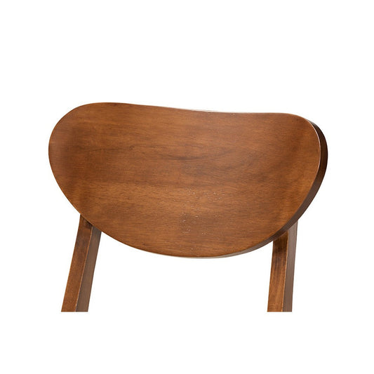 Baxton Studio Damara Mid-Century Modern Sand Fabric Upholstered and Walnut Brown Finished Wood 5-Piece Dining Set