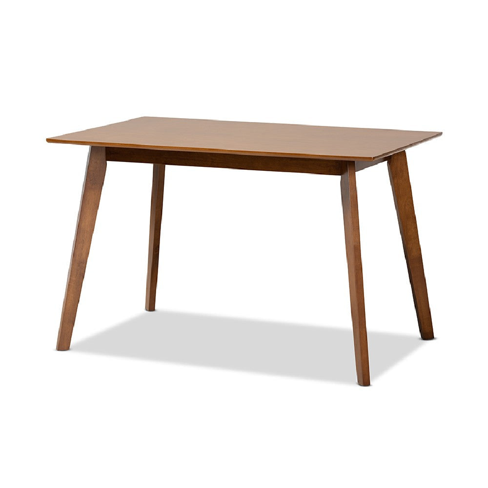 Baxton Studio Euclid Mid-Century Modern Grey Fabric Upholstered and Walnut Brown Finished Wood 5-Piece Dining Set