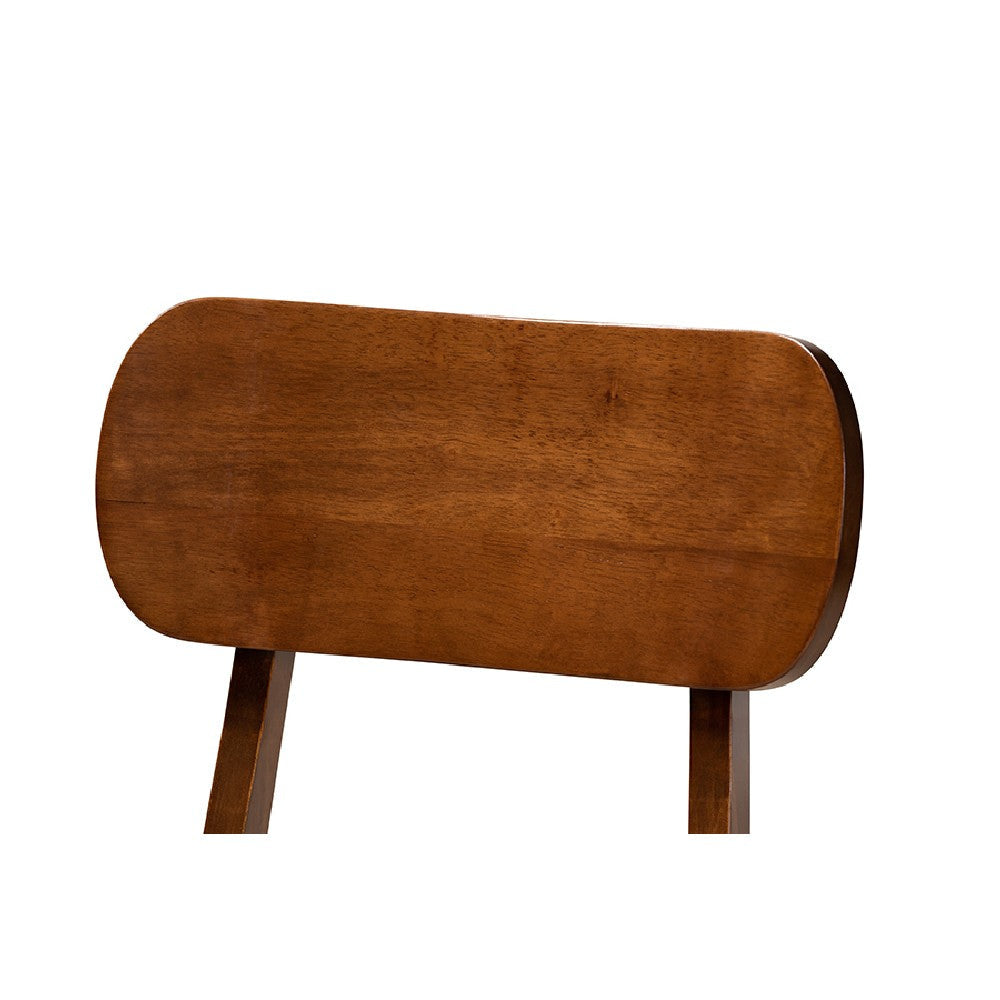 Baxton Studio Euclid Mid-Century Modern Grey Fabric Upholstered and Walnut Brown Finished Wood 5-Piece Dining Set