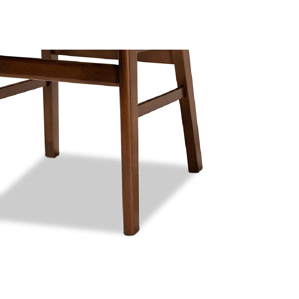 Baxton Studio Euclid Mid-Century Modern Grey Fabric Upholstered and Walnut Brown Finished Wood 5-Piece Dining Set