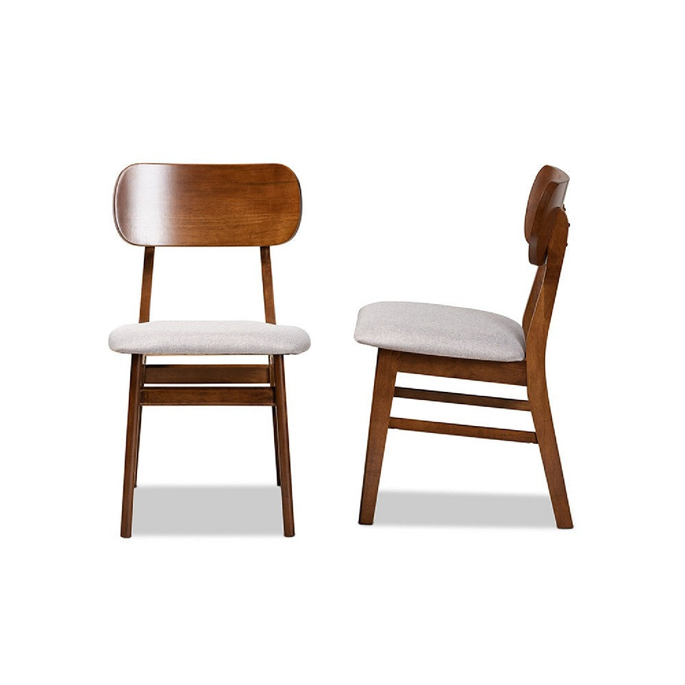 Baxton Studio Euclid Mid-Century Modern Grey Fabric Upholstered and Walnut Brown Finished Wood 2-Piece Dining Chair Set