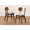 Baxton Studio Euclid Mid-Century Modern Grey Fabric Upholstered and Walnut Brown Finished Wood 2-Piece Dining Chair Set