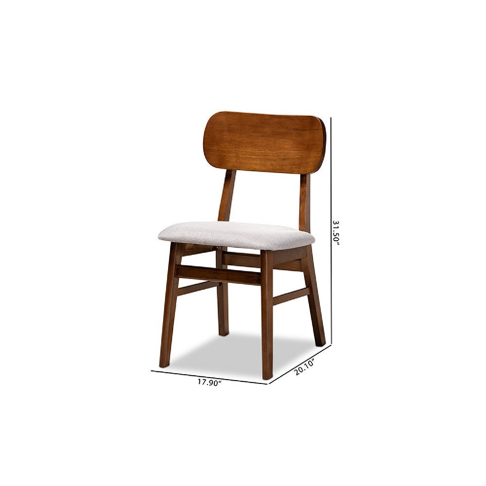 Baxton Studio Euclid Mid-Century Modern Grey Fabric Upholstered and Walnut Brown Finished Wood 2-Piece Dining Chair Set