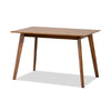 Baxton Studio Euclid Mid-Century Modern Sand Fabric Upholstered and Walnut Brown Finished Wood 5-Piece Dining Set