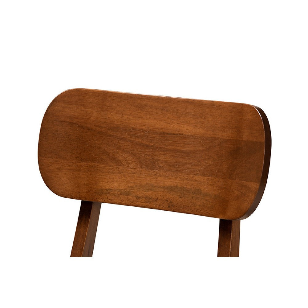 Baxton Studio Euclid Mid-Century Modern Sand Fabric Upholstered and Walnut Brown Finished Wood 2-Piece Dining Chair Set