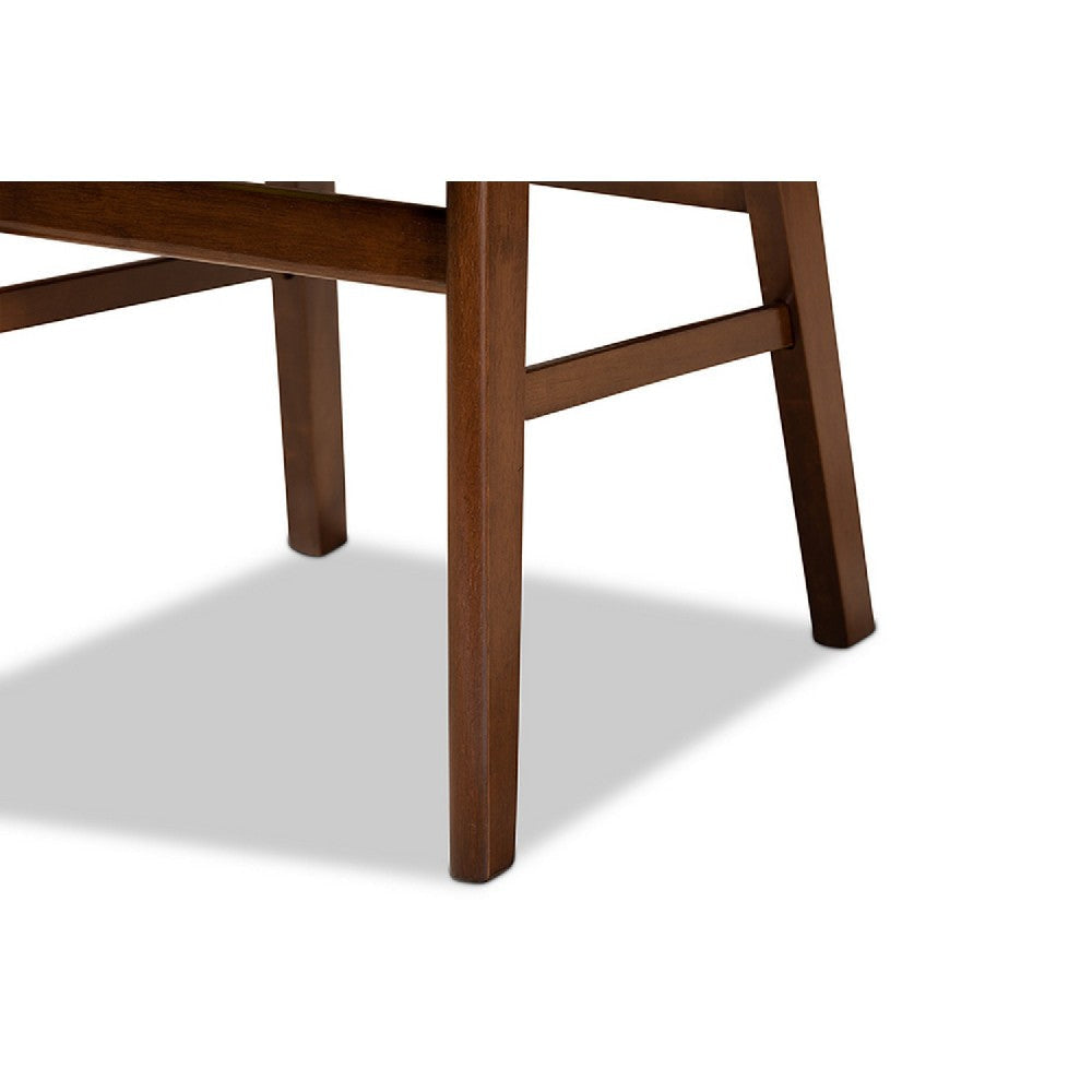 Baxton Studio Euclid Mid-Century Modern Sand Fabric Upholstered and Walnut Brown Finished Wood 2-Piece Dining Chair Set