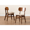 Baxton Studio Euclid Mid-Century Modern Sand Fabric Upholstered and Walnut Brown Finished Wood 2-Piece Dining Chair Set