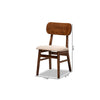 Baxton Studio Euclid Mid-Century Modern Sand Fabric Upholstered and Walnut Brown Finished Wood 2-Piece Dining Chair Set