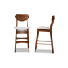 Baxton Studio Katya Mid-Century Modern Grey Fabric Upholstered and Walnut Brown Finished Wood 2-Piece Bar Stool Set WHI-RH378BP-Grey-Walnut