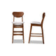 Baxton Studio Katya Mid-Century Modern Grey Fabric Upholstered and Walnut Brown Finished Wood 2-Piece Bar Stool Set WHI-RH378BP-Grey-Walnut