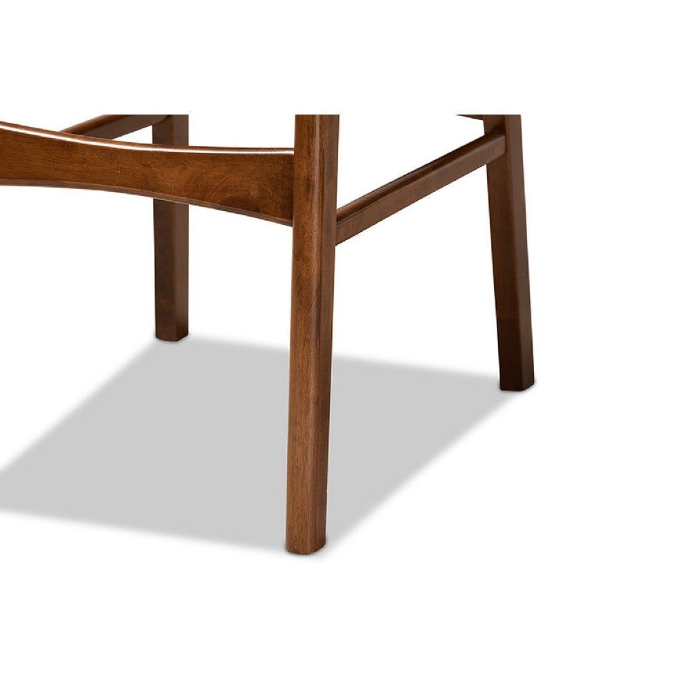 Baxton Studio Katya Mid-Century Modern Sand Fabric Upholstered and Walnut Brown Finished Wood 2-Piece Bar Stool Set WHI-RH378BP-Sand-Walnut
