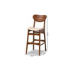 Baxton Studio Katya Mid-Century Modern Sand Fabric Upholstered and Walnut Brown Finished Wood 2-Piece Bar Stool Set