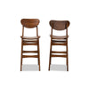 Baxton Studio Katya Mid-Century Modern Walnut Brown Finished Wood 2-Piece Bar Stool Set WHI-RH378BP-Walnut Bent Seat-BS-2PK