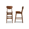 Baxton Studio Katya Mid-Century Modern Walnut Brown Finished Wood 2-Piece Bar Stool Set WHI-RH378BP-Walnut Bent Seat-BS-2PK